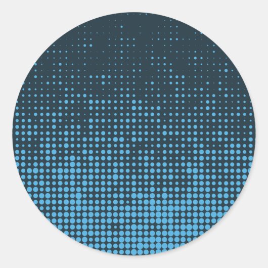 Blue, modern, retro, cool, trendy dot pattern runder aufkleber (Vorderseite)