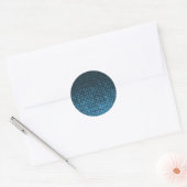 Blue, modern, retro, cool, trendy dot pattern runder aufkleber (Umschlag)