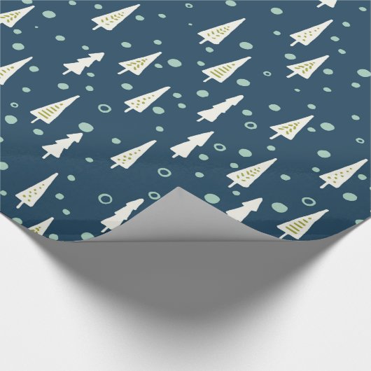 Blue Modern Rustic Country Weihnachtsbaumen Urlaub Geschenkpapier (Ecke)