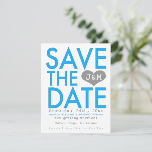 Blue Modern Save the Date (Stehend Vorderseite)