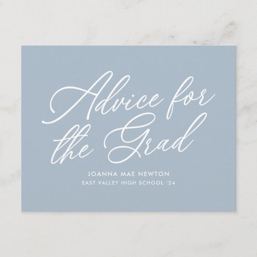 Blue Modern Script Abschluss Hinweiskarte (Vorderseite)