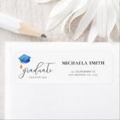 Blue Modern Script Abschluss Rücksendeadresse (Insitu)