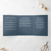 Blue Modern Script Funerary/Memorial Service Dreifach-gefaltete Programmkarte (Innenseite)