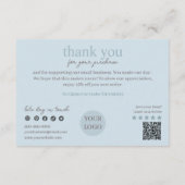 Blue Modern Script QR Code, vielen Dank für Ihr Ge Begleitkarte (Rückseite)
