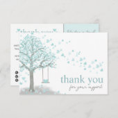 Blue Modern Script QR Code, vielen Dank für Ihr Ge Begleitkarte (Vorne/Hinten)