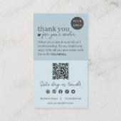 Blue Modern Script QR Code, vielen Dank für Ihr Ge Visitenkarte (Rückseite)