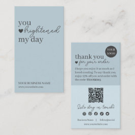 Blue Modern Script QR Code, vielen Dank für Ihr Ge Visitenkarte