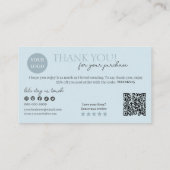 Blue Modern Script QR Code, vielen Dank Visitenkarte (Rückseite)