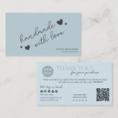 Blue Modern Script QR Code, vielen Dank Visitenkarte (Vorne/Hinten)