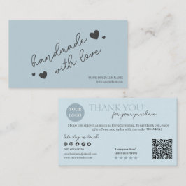 Blue Modern Script QR Code, vielen Dank Visitenkarte