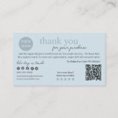 Blue Modern Script QR Code, vielen Dank Visitenkarte (Rückseite)