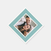 Blue Modern Script und Chic Dots Wedding Foto Serviette (Ecke)