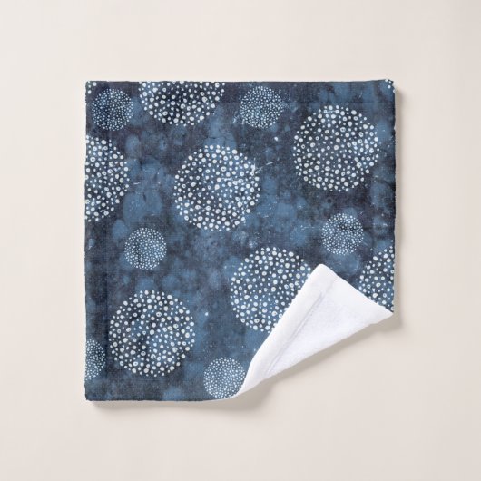  Blue Modern Shibori Indigo Badhandtuch Set (Waschlappen)