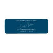Blue Modern Simple Abschluss Return Address Label (Vorne)