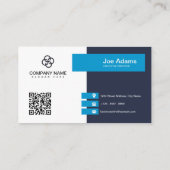 Blue Modern Simple Beruflich QR Code Scannable Visitenkarte (Rückseite)