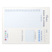 Blue Modern Simple Custom Daily Planner Schedule  Notizblock (Vorderseite)