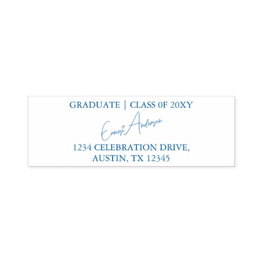 Blue Modern Simple Grad Abschluss Rücksendeadresse Permastempel (Design)