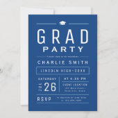 Blue Modern Simple Typografy Graduation Party Einladung (Vorderseite)