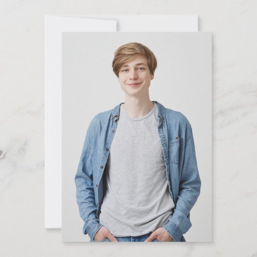 Blue Modern Simple Typografy Graduation Party Einladung (Rückseite)