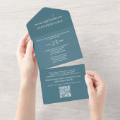 Blue Modern Simple Wedding Elegant All In One Einladung (Abreißen)