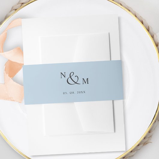 Blue Modern Simple Wedding Invitation Bly Band