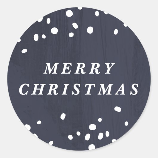 Blue Modern Snow Globe Merry Christmas Sticker (Vorderseite)