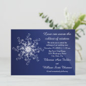 Blue Modern Snowflake Hochzeit Einladung (Stehend Vorderseite)