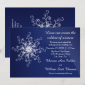 Blue Modern Snowflake Hochzeit Einladung (Vorne/Hinten)