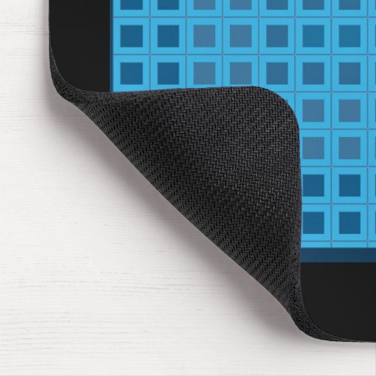 Blue Modern Squares mit Initialen Mousepad (Ecke)