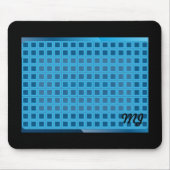 Blue Modern Squares mit Initialen Mousepad (Vorne)