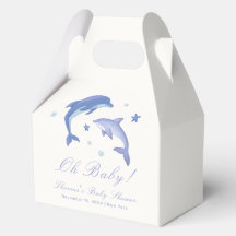 Blue Modern Summer Dolphin Stars Baby Dusche