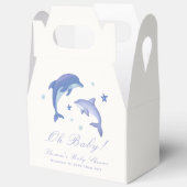 Blue Modern Summer Dolphin Stars Baby Dusche Geschenkschachtel (Offen)