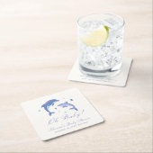 Blue Modern Summer Dolphin Stars Baby Dusche Rechteckiger Pappuntersetzer (Vor Ort)