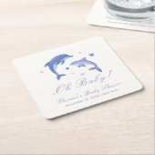 Blue Modern Summer Dolphin Stars Baby Dusche Rechteckiger Pappuntersetzer (angewinkelt)