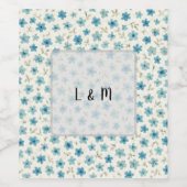 Blue Modern tiny flowers  Weinetikett (Einzelnes Label)