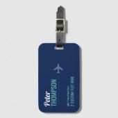 Blue Modern Traveller Name Kennung Gepäckanhänger (Vorderseite Vertikal)