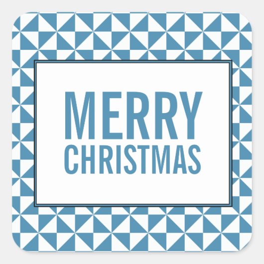 Blue Modern Triangle Holiday Stickers (Vorderseite)