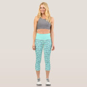 Blue Modern Tropical Flamingo Pattern Capri Leggings (Vorderseite)