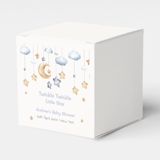 Blue Modern Twinkle Twinkle Baby Dusche Geschenkschachtel (Vorderseite)
