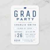 Blue Modern Typografy Foto Abschluss laden ein Begleitkarte (Rückseite)