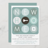 Blue Modern Typografy Housewarming Party Einladung (Vorne/Hinten)