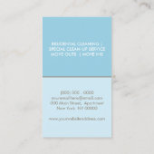 Blue Modern Vacuum Cleaner House Reinigung Visitenkarte (Rückseite)