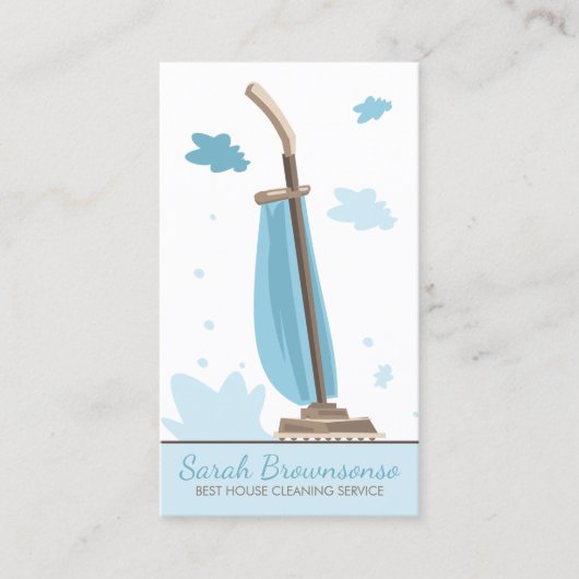 Blue Modern Vacuum Cleaner House Reinigung Visitenkarte (Vorderseite)