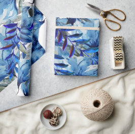 Blue Modern Watercolor Abstrakte Blume Art Geschenkpapier