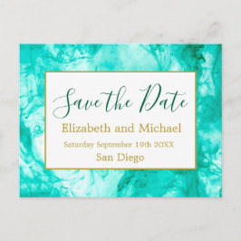 Blue Modern Watercolor QR-Code Save the Date Ankündigungspostkarte