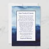 Blue Modern Watercolor Wedding Danke Card (Rückseite)