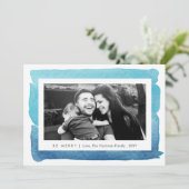 Blue Modern Watercolor Zwei Fotos Weihnachten (Stehend Vorderseite)