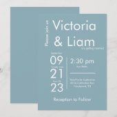 Blue Modern Wedding Einladung (Vorne/Hinten)