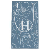 Blue Modern Wildflower Monogram Kleine Geschenktüte (Vorderseite)