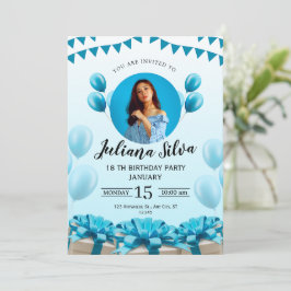 Blue Modern Young Birthday Einladung